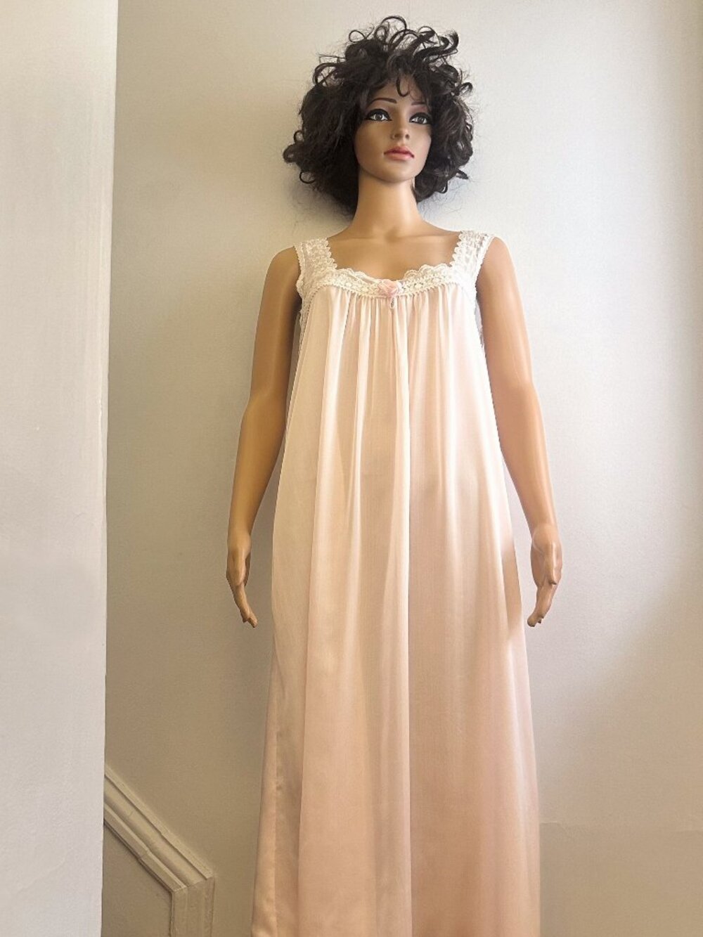 Vintage Sheer Pink Lace Babydoll Nightgown Slip - Dior Label (Unverified)